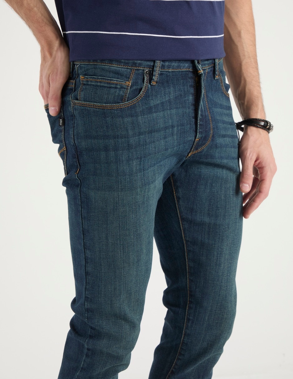 Jeans skinny lavado stone wash para hombre