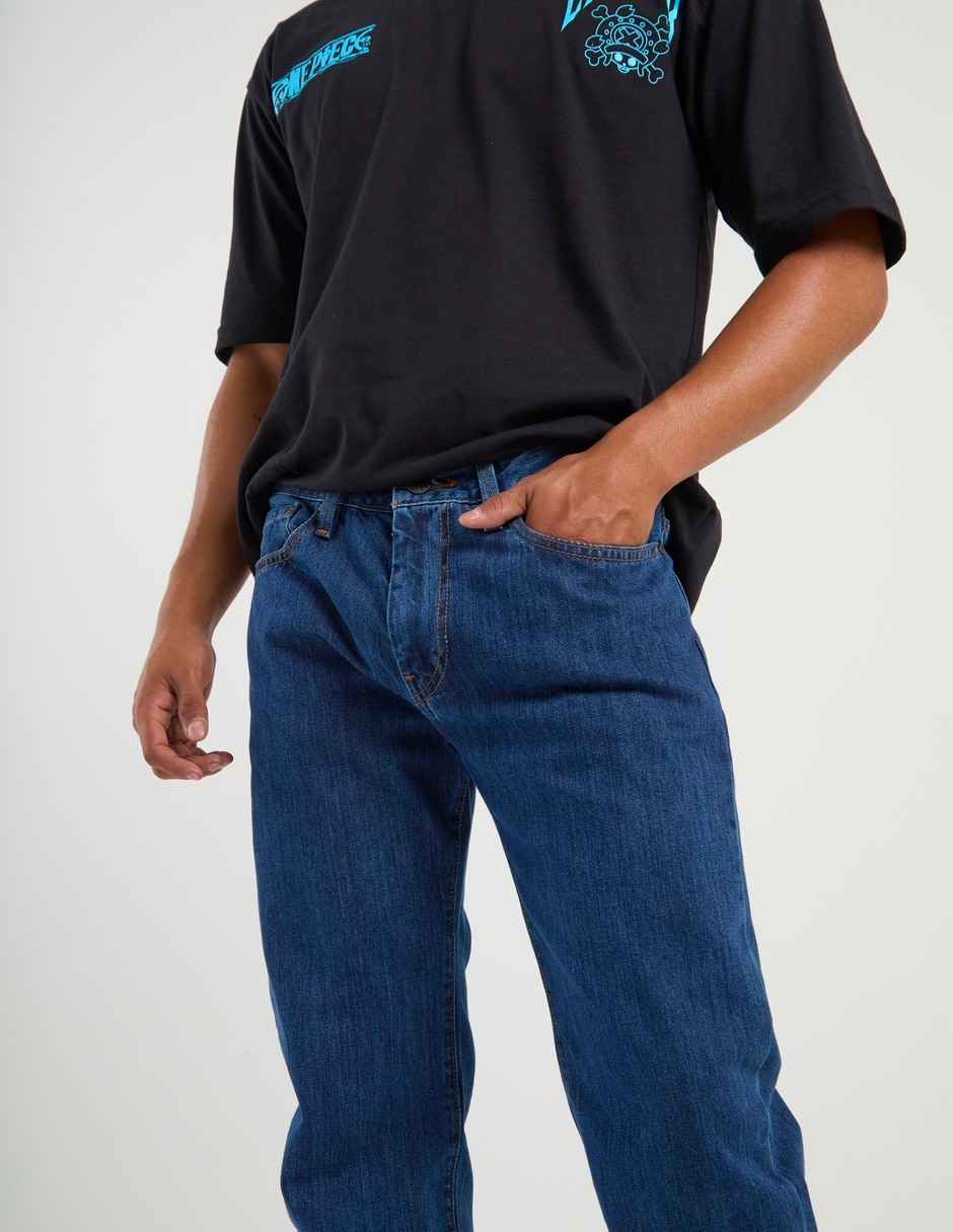 Jeans recto lavado obscuro para hombre 12