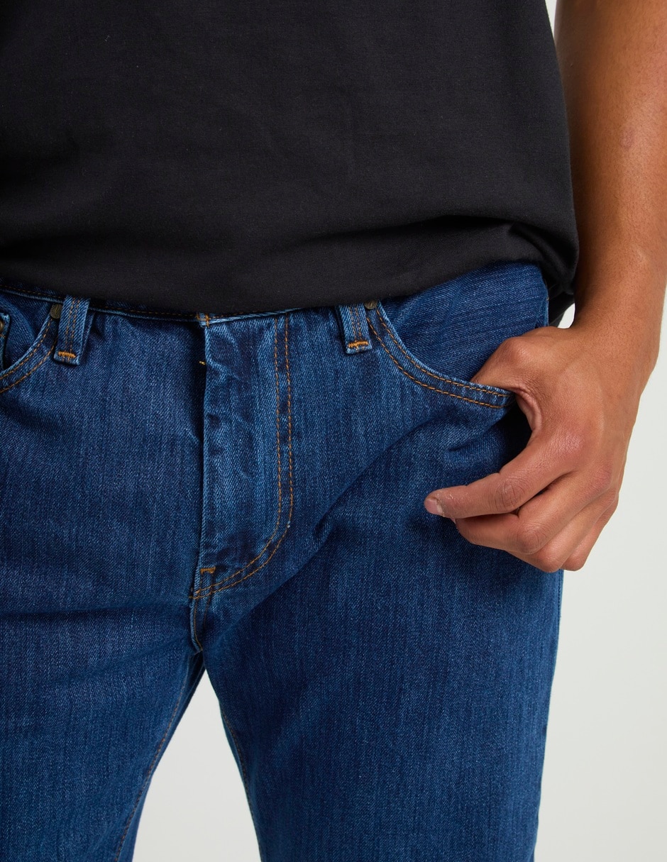 Jeans recto lavado obscuro para hombre 13