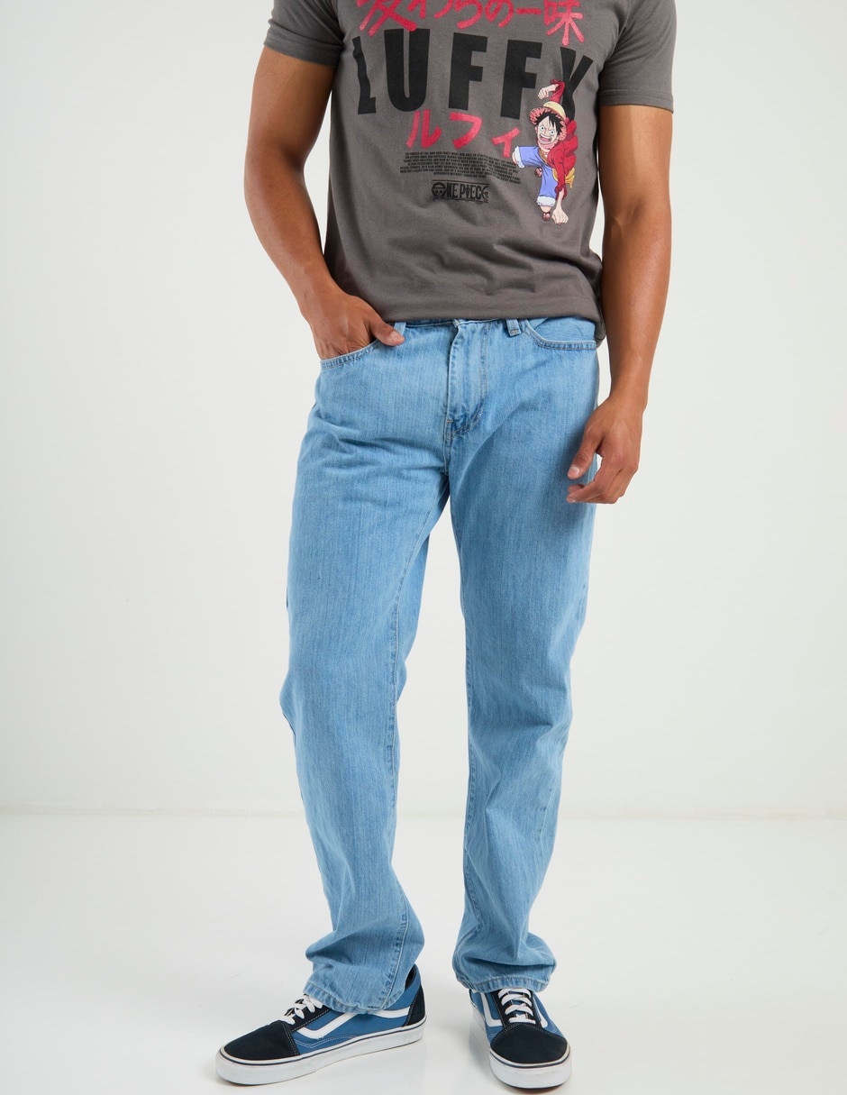 Jeans recto lavado claro para hombre 10