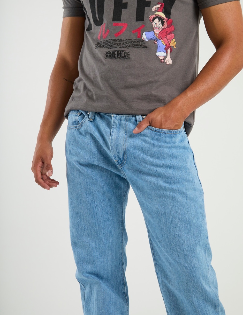 Jeans recto lavado claro para hombre 12