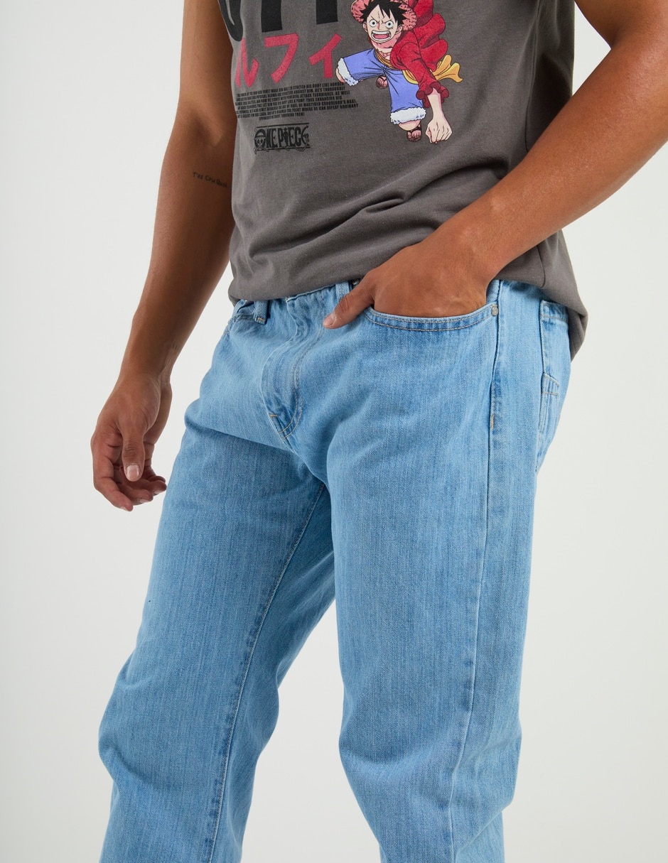 Jeans recto lavado claro para hombre 13