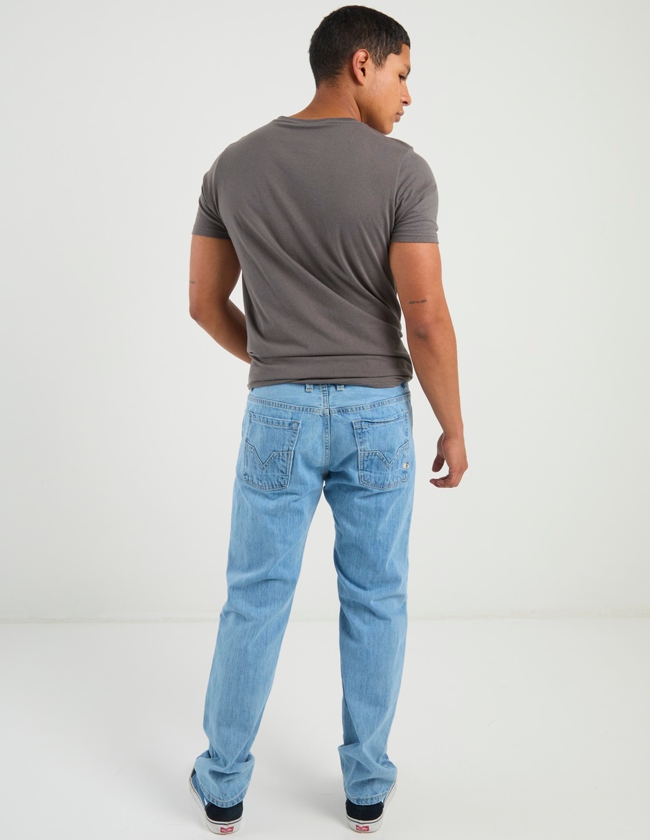 Jeans recto lavado claro para hombre 14
