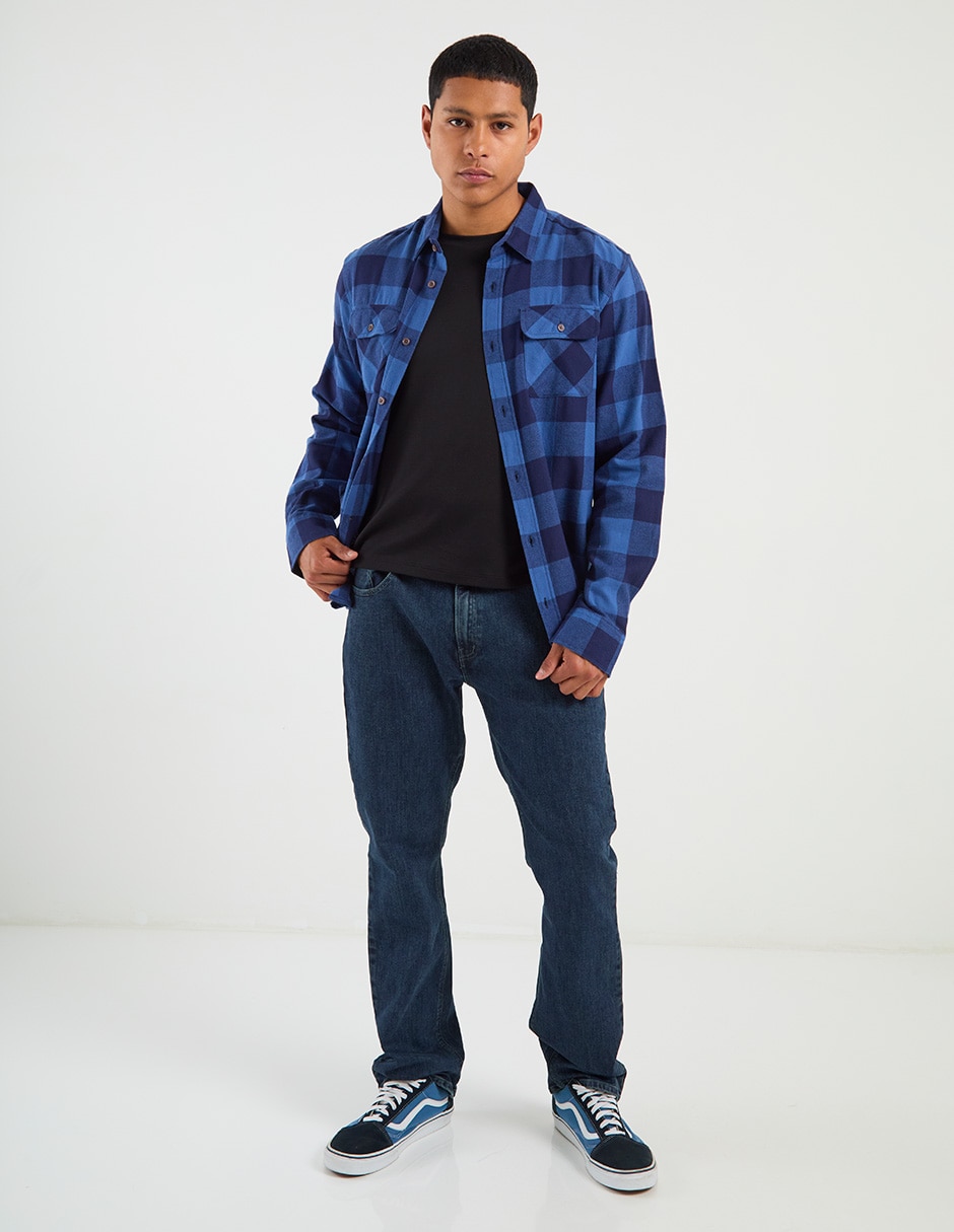 Jeans recto lavado obscuro para hombre 14