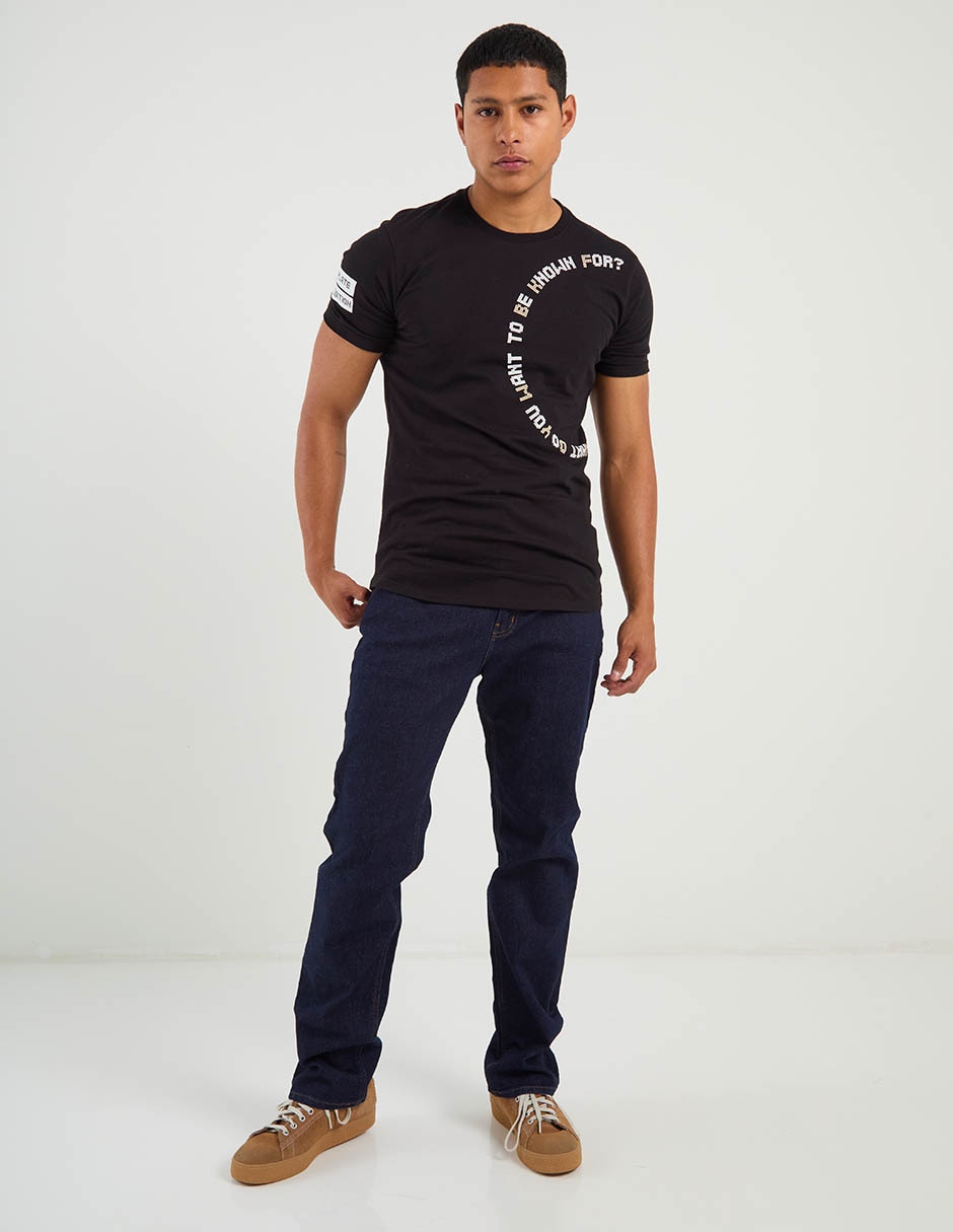 Jeans straight Oggi lavado obscuro para hombre