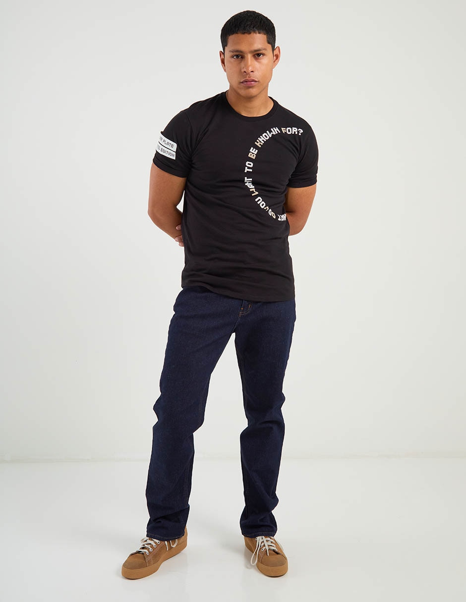 Jeans straight Oggi lavado obscuro para hombre