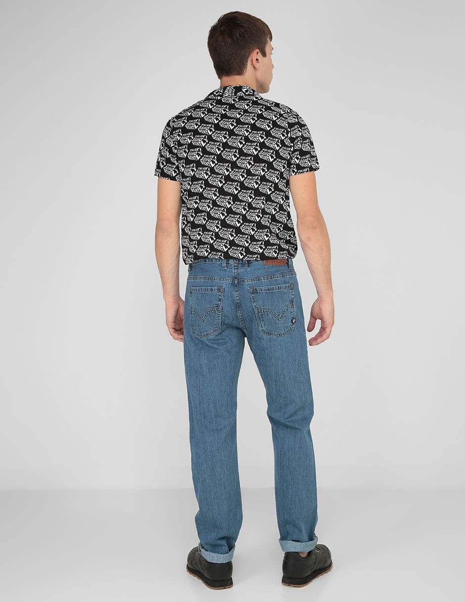 Jeans recto lavado sand blast para hombre 2