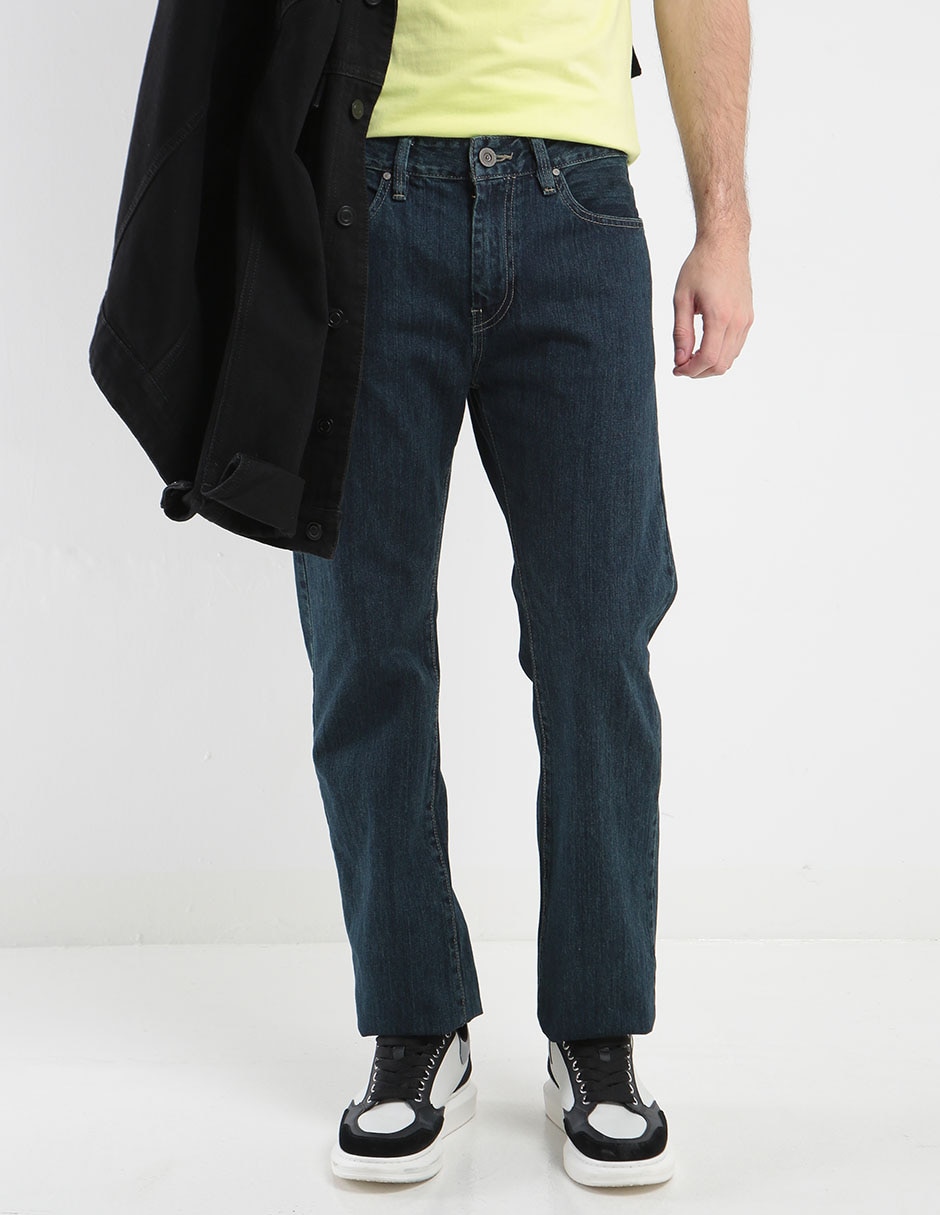 Jeans straight lavado obscuro para hombre 1