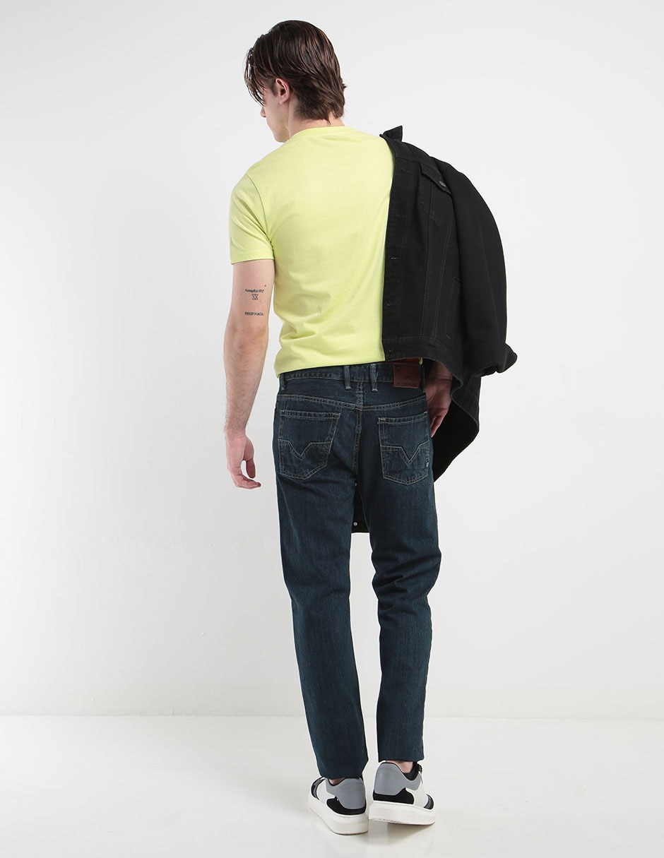 Jeans straight lavado obscuro para hombre 5
