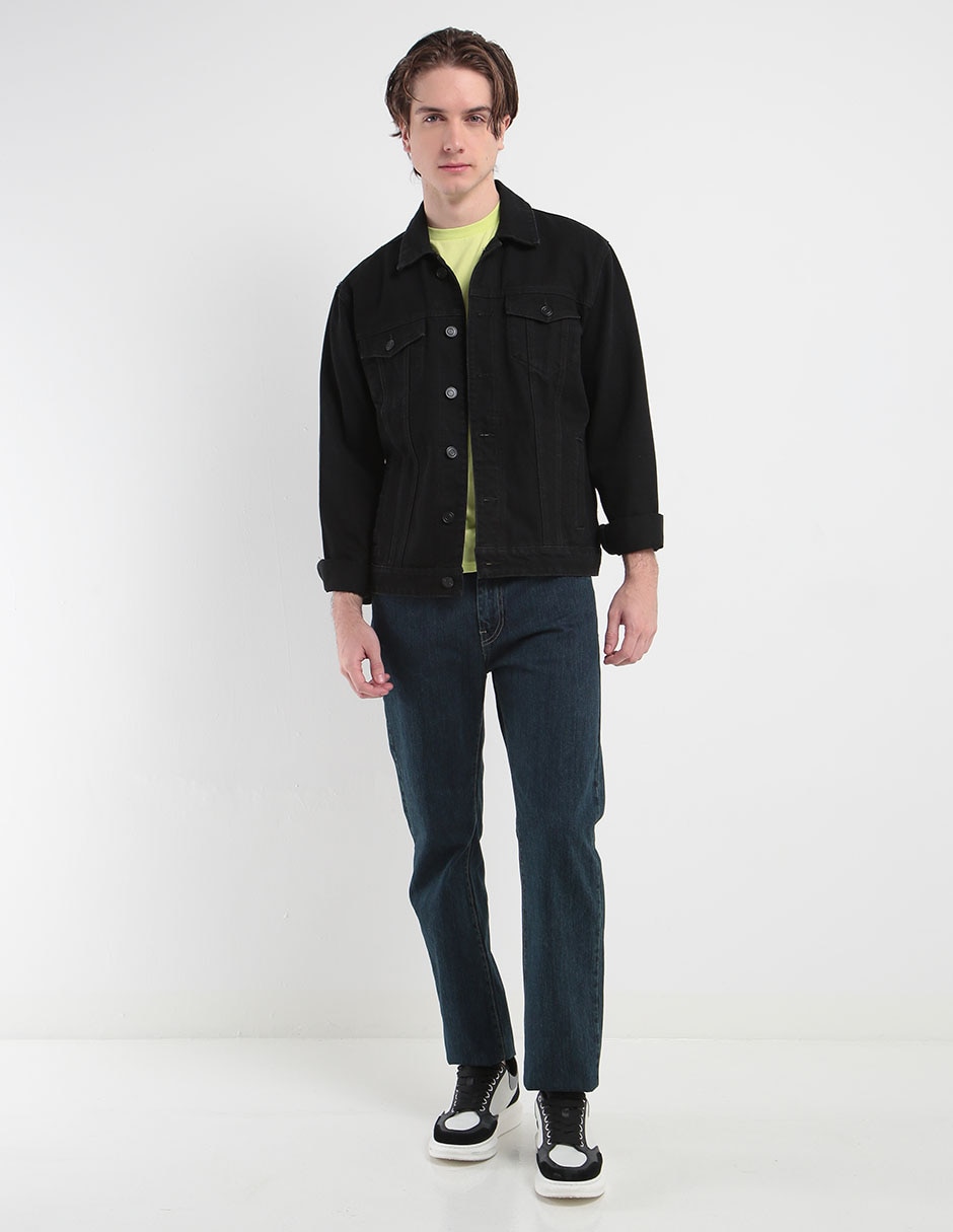 Jeans straight lavado obscuro para hombre 6