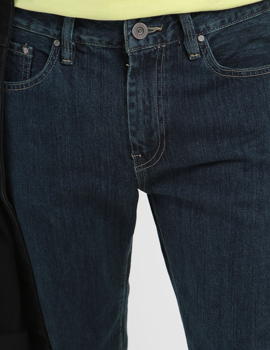 Jeans straight lavado obscuro para hombre 7
