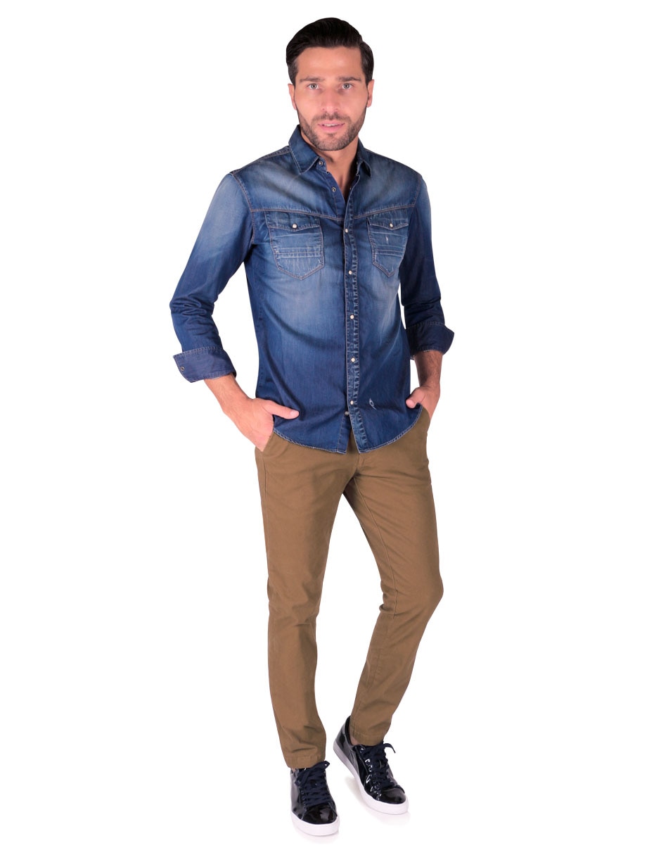 Pantalón chino slim de algodón para hombre 3