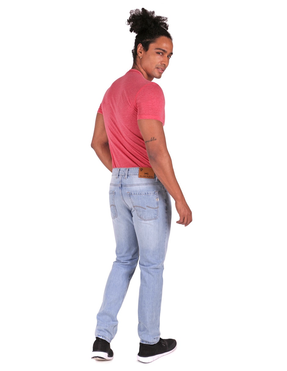 Jeans slim lavado whisker para hombre