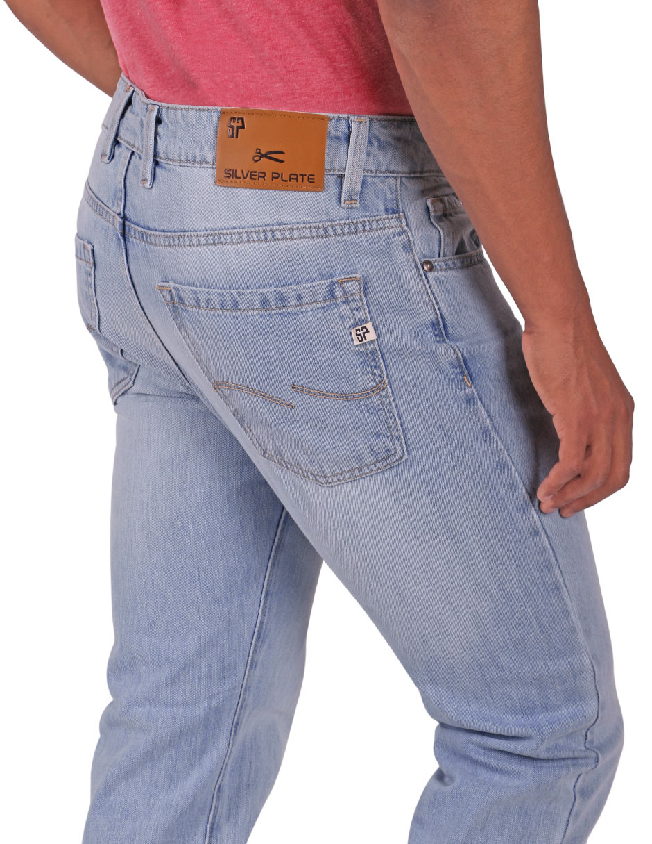 Jeans slim lavado whisker para hombre