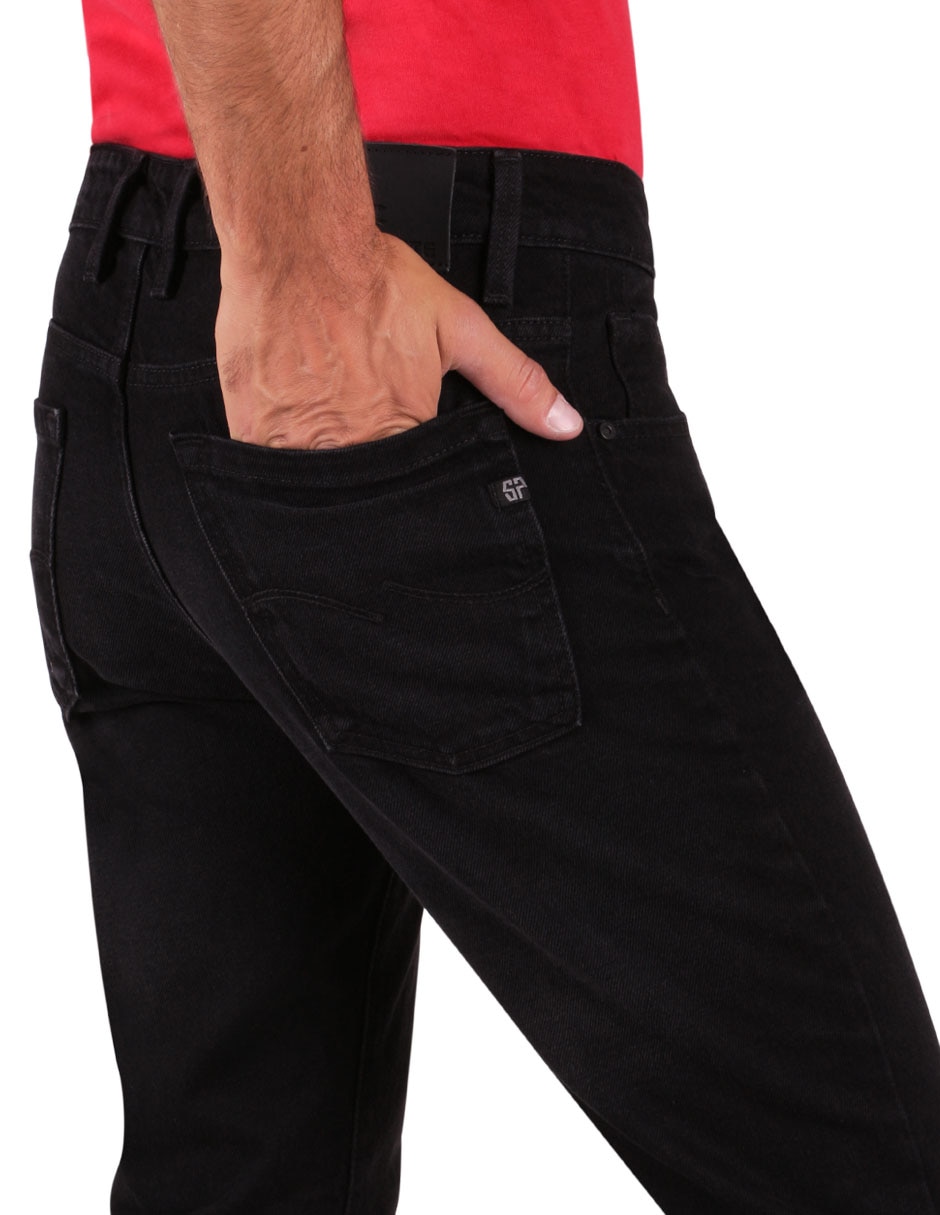 Jeans slim lavado whisker para hombre 4