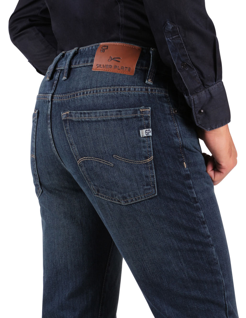 Jeans slim Silver Plate lavado whisker para hombre