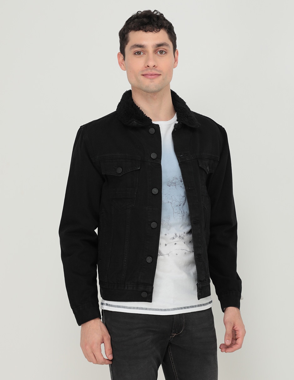 Chamarra casual de mezclilla con bolsillos para hombre