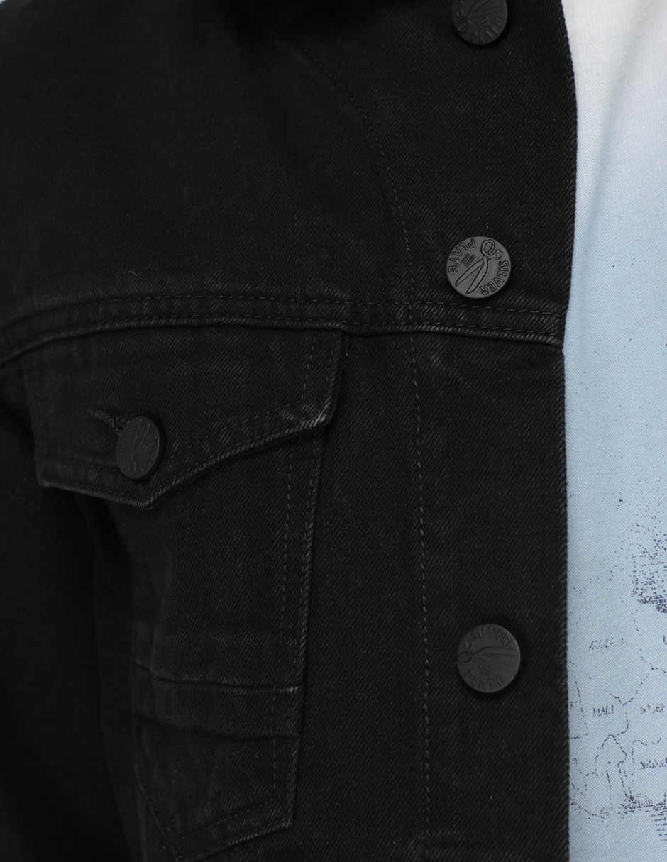 Chamarra casual de mezclilla con bolsillos para hombre 4