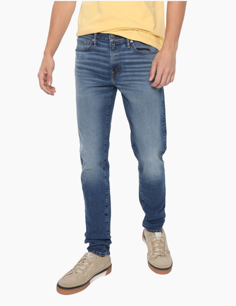 Jeans skinny deslavado para hombre 1