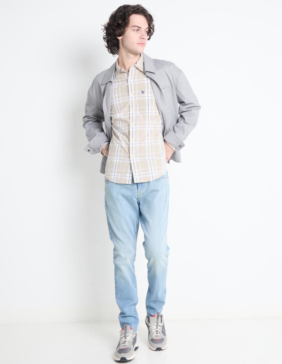 Jeans straight American Eagle lavado claro para hombre