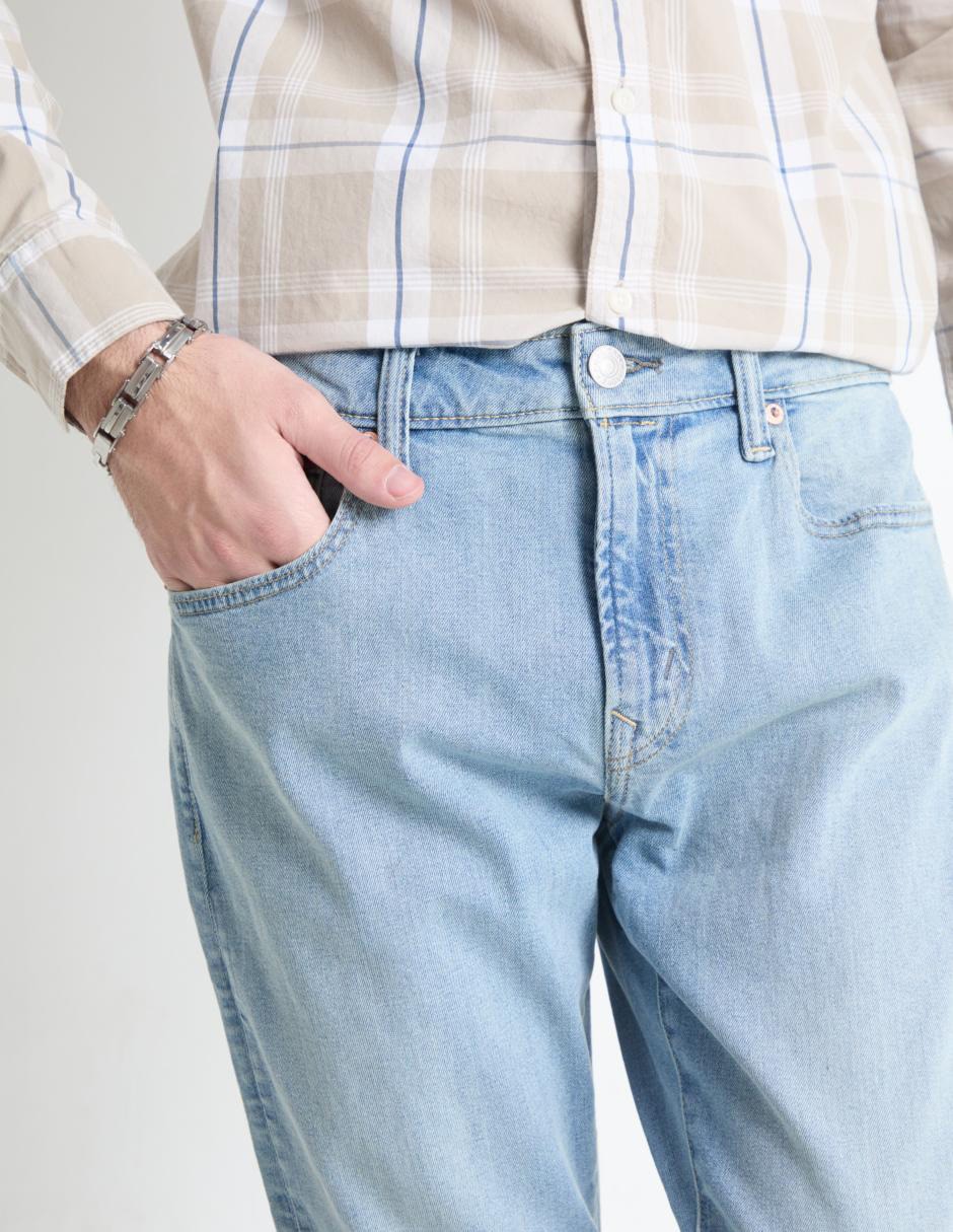 Jeans straight American Eagle lavado claro para hombre