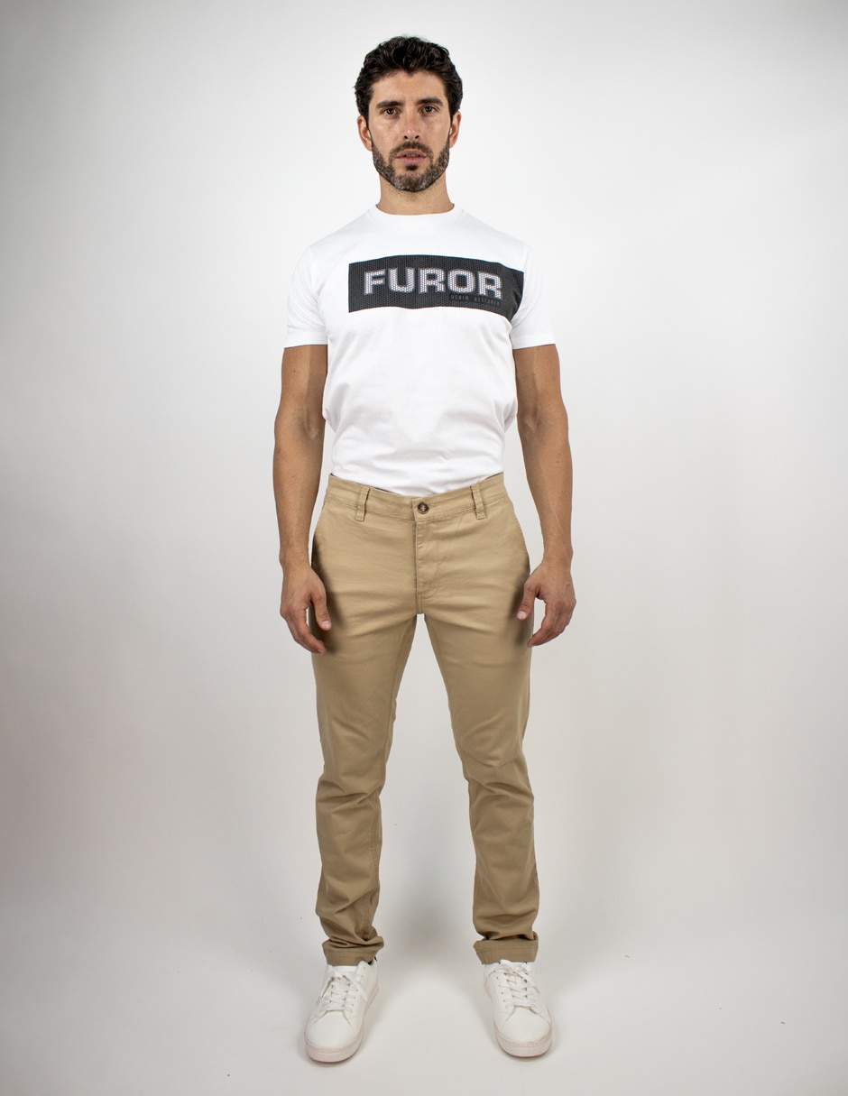 Pantalón chino slim Furor de algodón para hombre