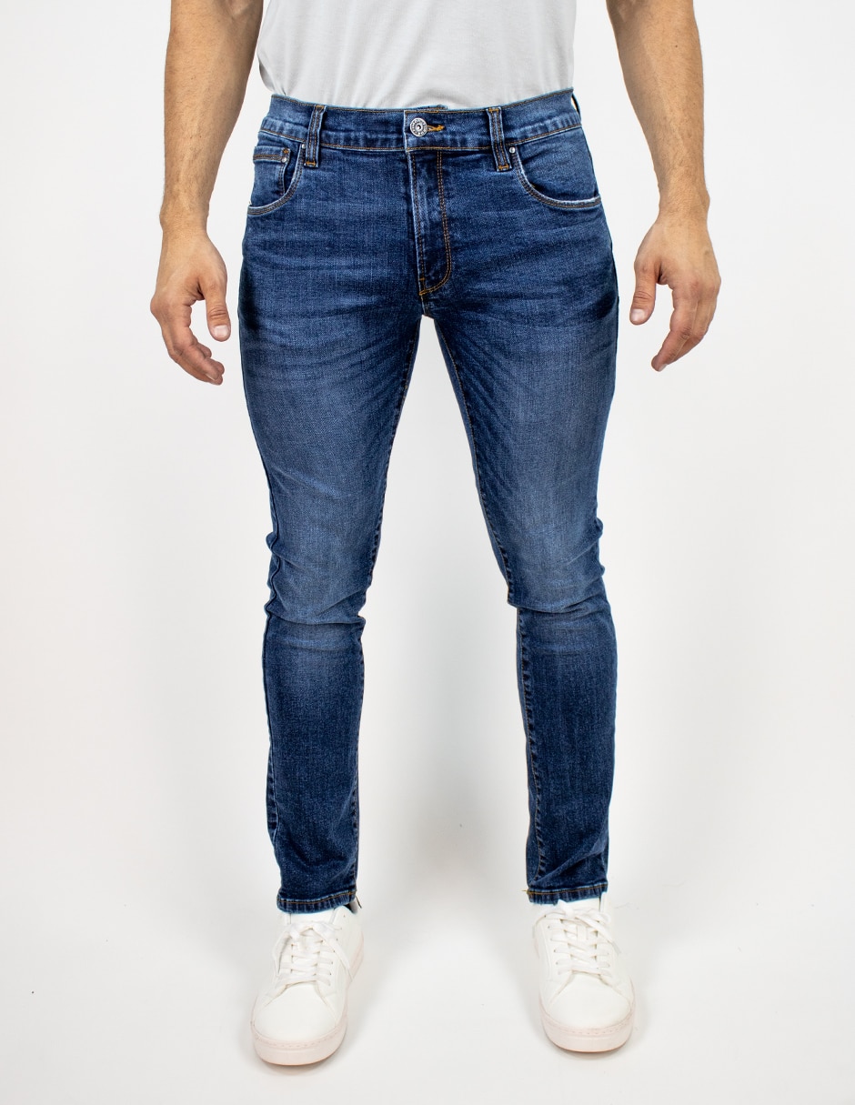 Jeans slim deslavado para hombre 1