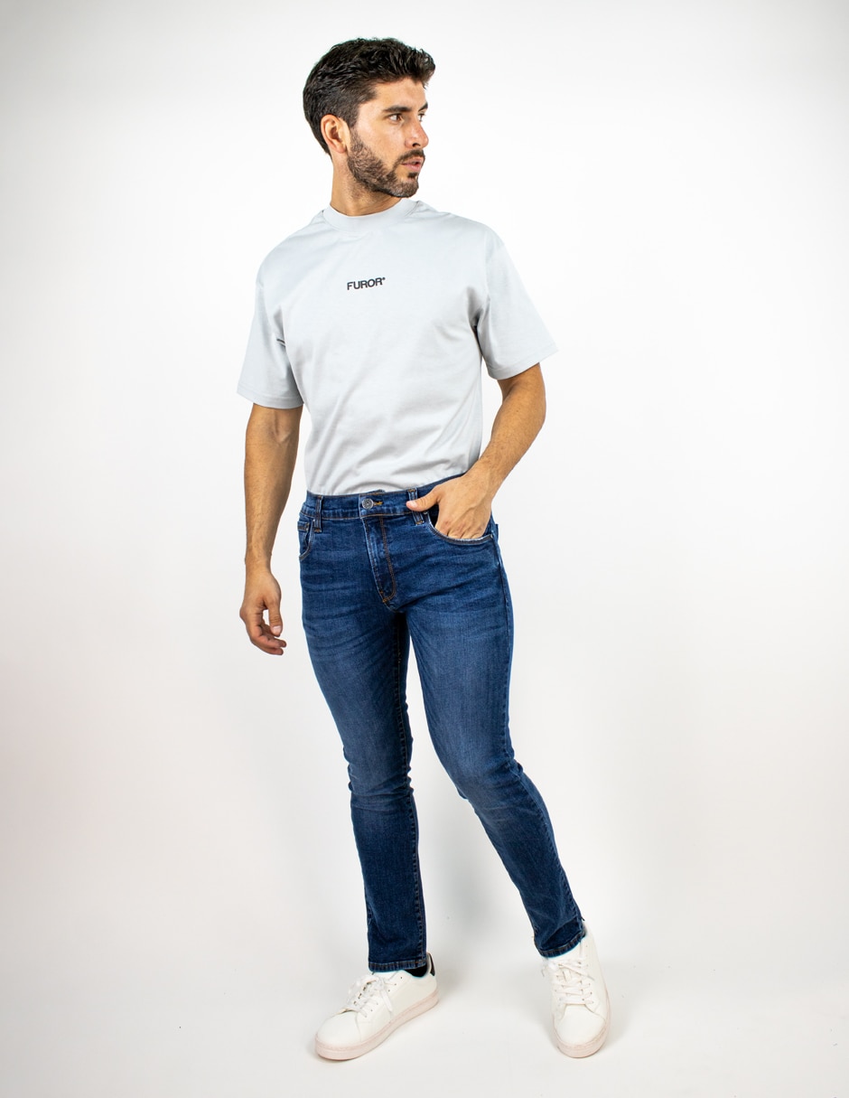 Jeans slim deslavado para hombre 5