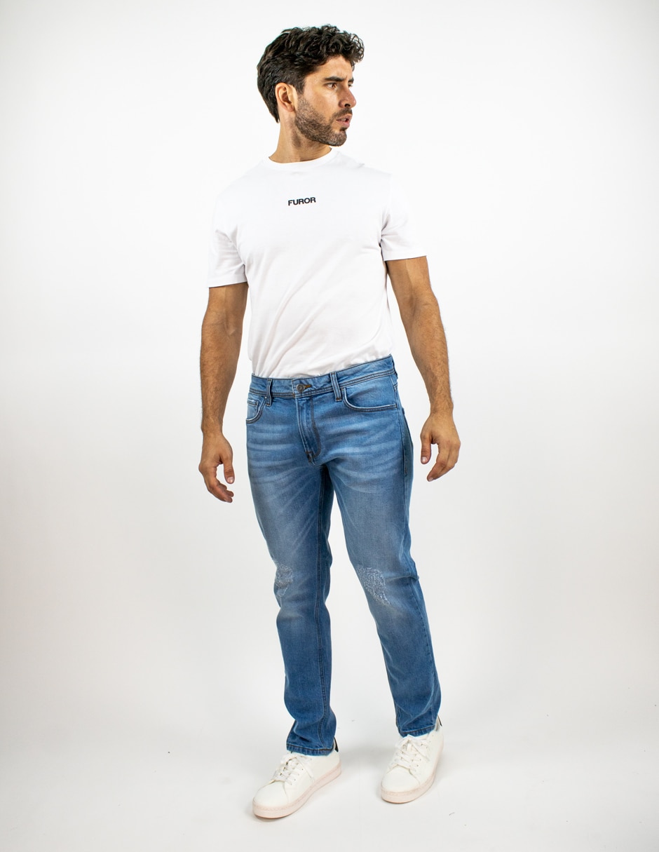 Jeans slim lavado medio para hombre 5