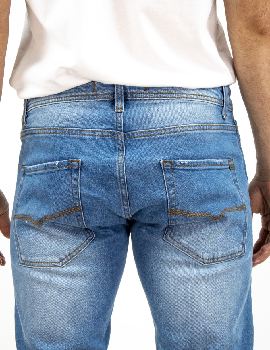 Jeans slim lavado medio para hombre 7