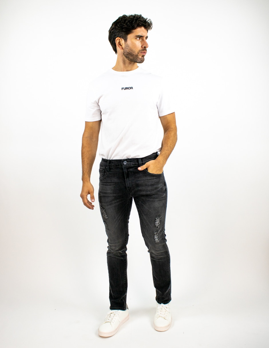 Jeans slim deslavado para hombre 6