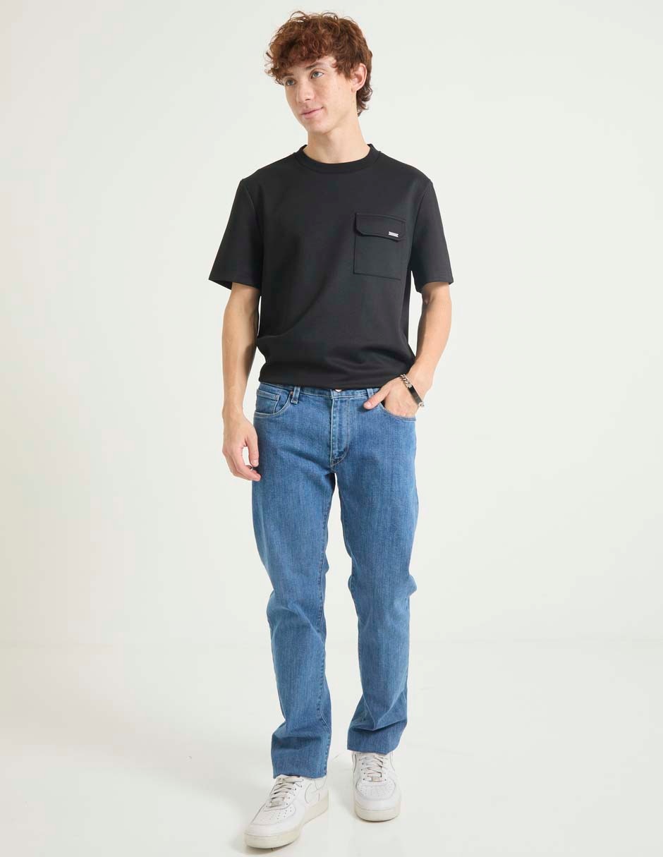 Jeans straight lavado medio para hombre 6