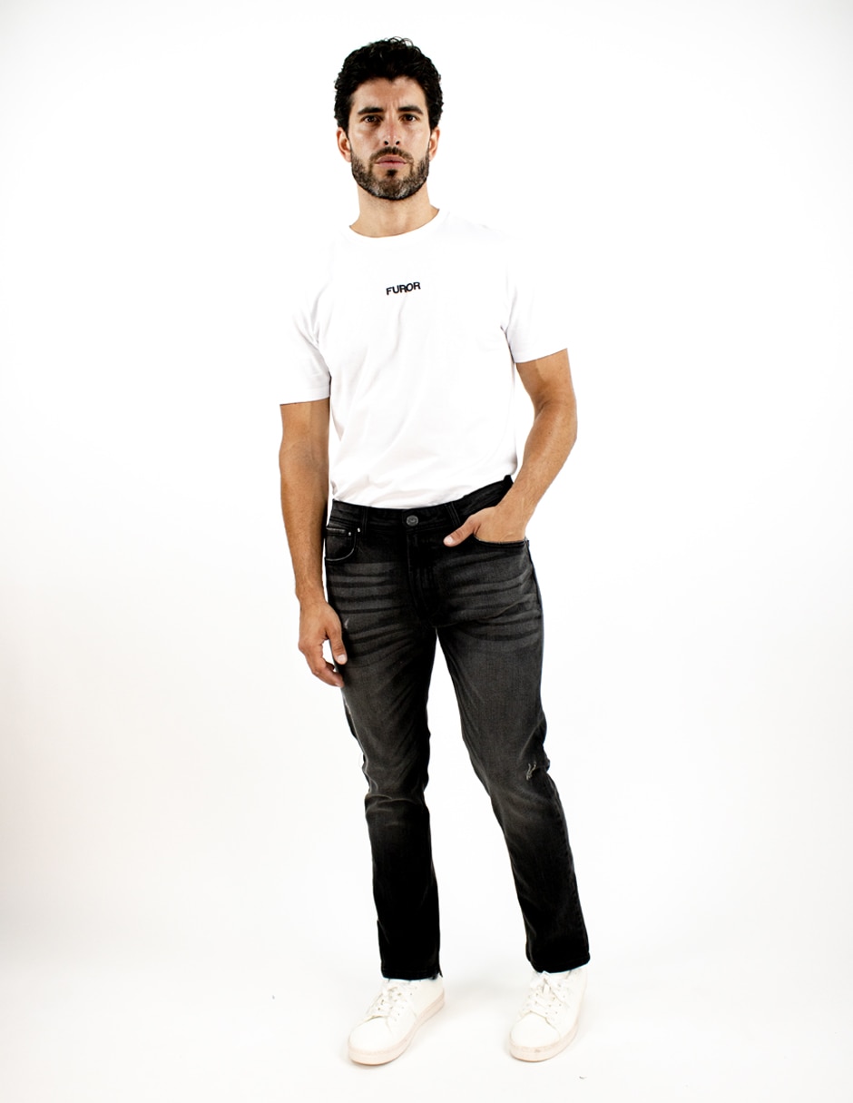 Jeans straight deslavado para hombre