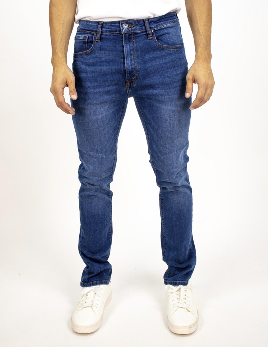 Jeans slim OS deslavado para hombre 1