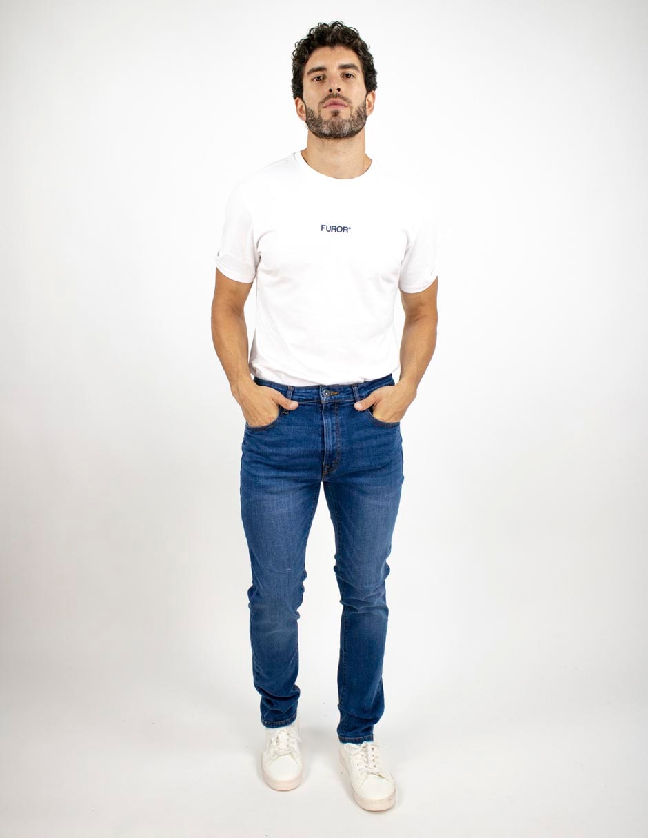 Jeans slim OS deslavado para hombre 6