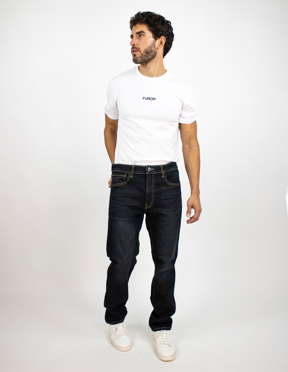 Jeans straight deslavado para hombre 6