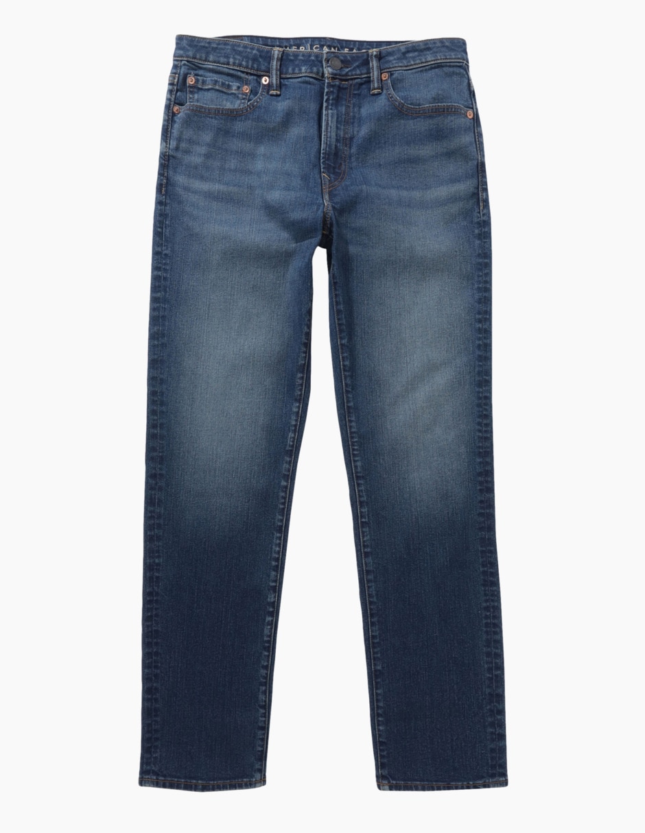 Jeans straight lavado obscuro para hombre