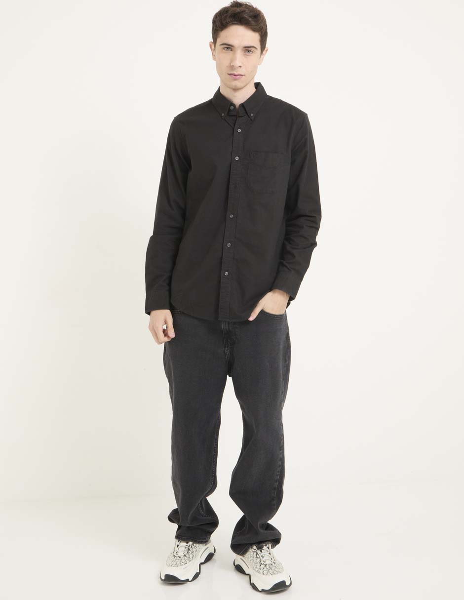 Camisa casual de algodón manga larga para hombre