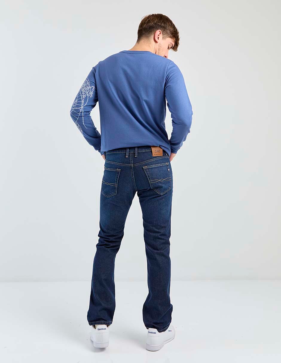 Jeans straight lavado obscuro para hombre