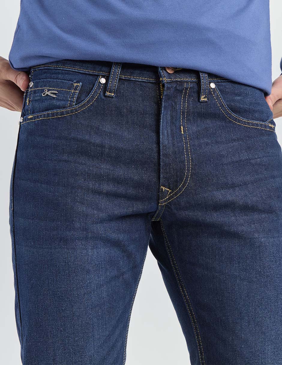 Jeans straight lavado obscuro para hombre