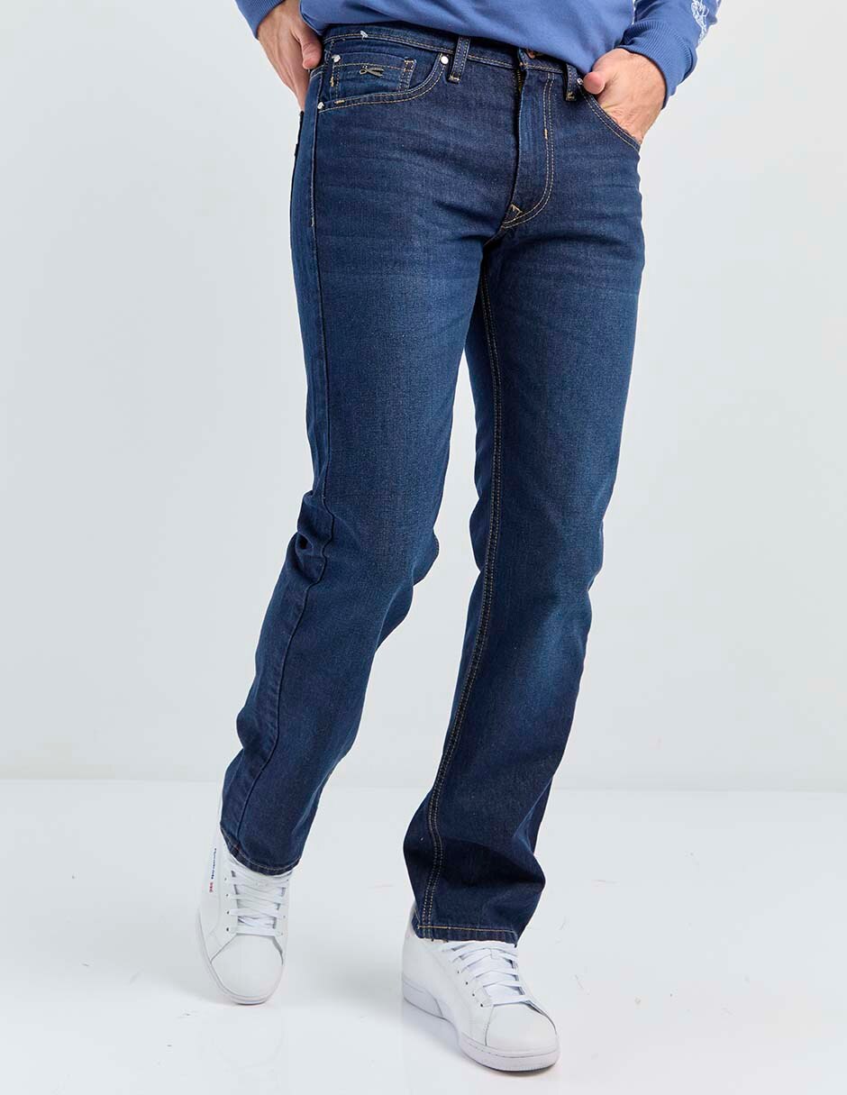 Jeans straight lavado obscuro para hombre 1