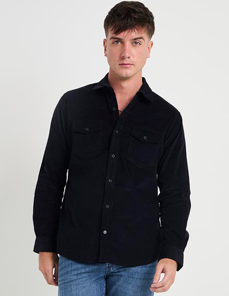 Camisa casual de algodón manga larga para hombre