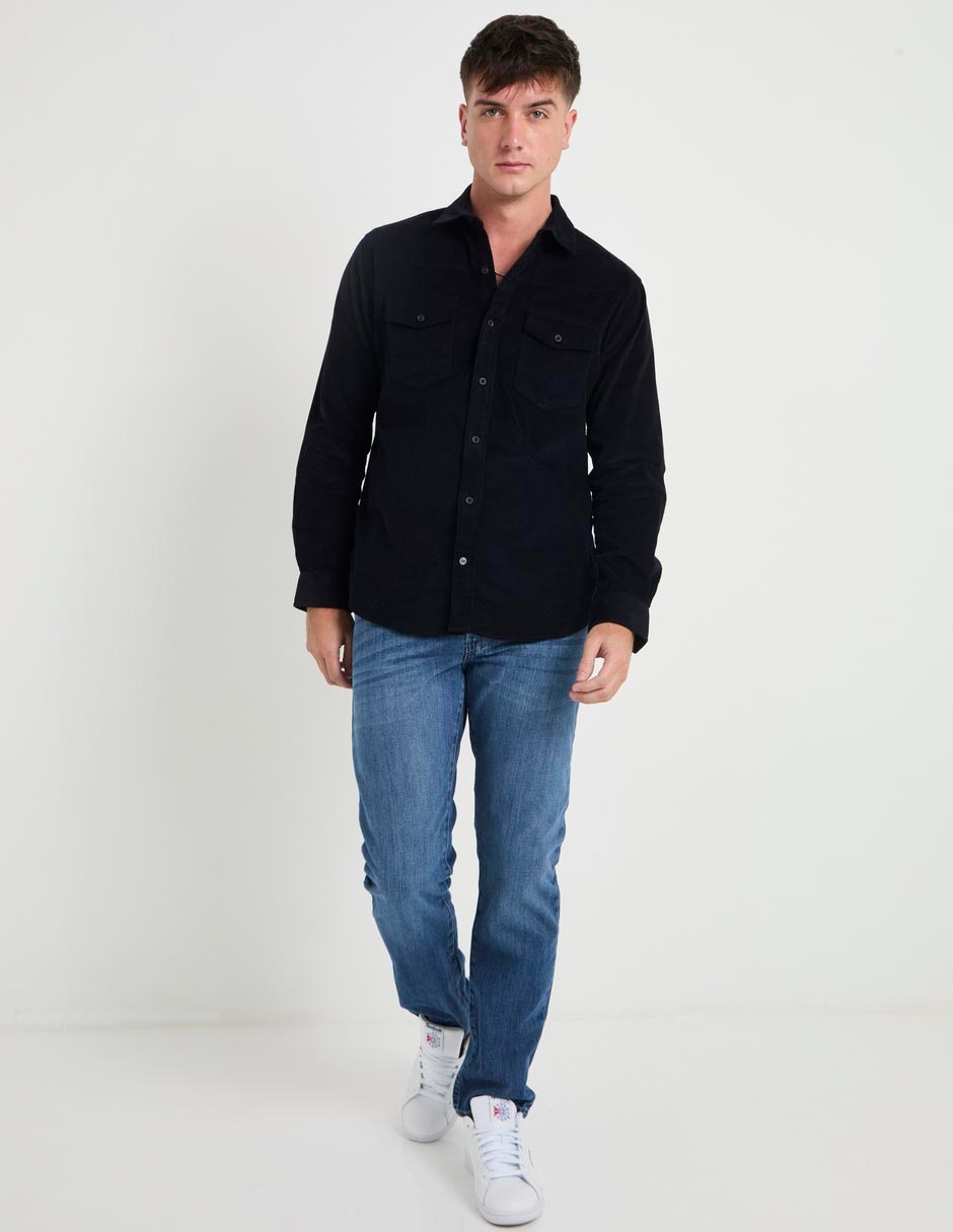 Camisa casual de algodón manga larga para hombre