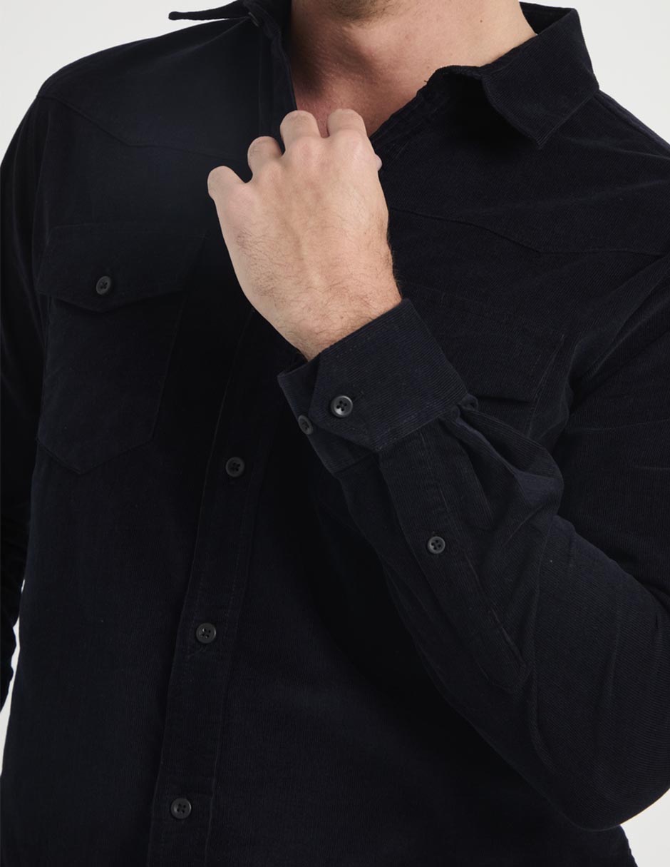 Camisa casual de algodón manga larga para hombre