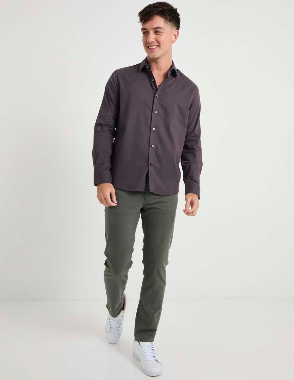 Camisa casual manga larga para hombre