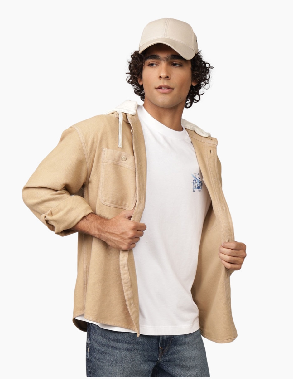 Sobrecamisa casual de algodón manga larga para hombre Sobrecamisa casual de algodón manga larga para hombre