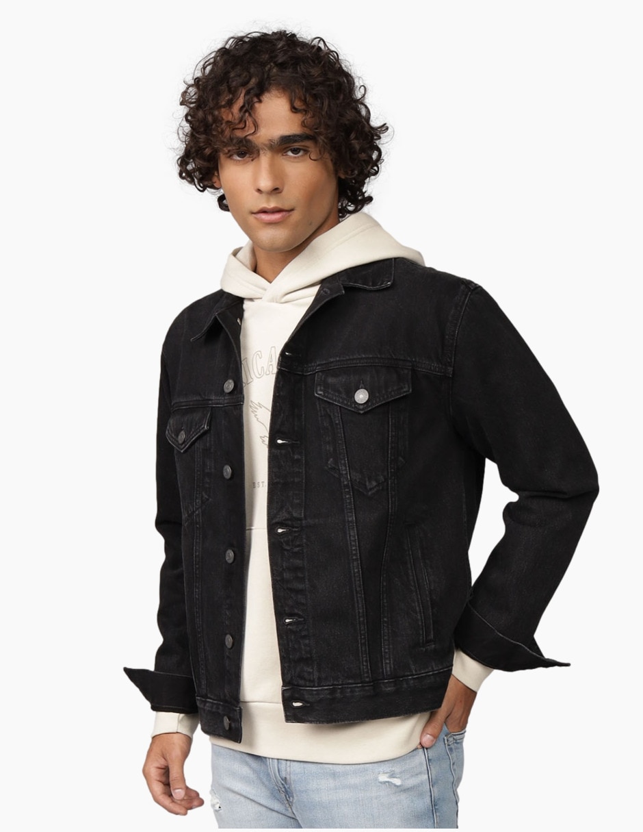 Chamarra denim con bolsillos para hombre Chamarra denim con bolsillos para hombre