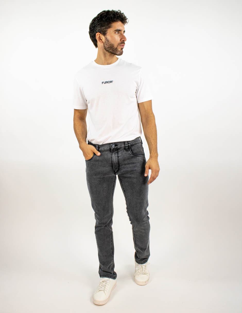 Jeans slim deslavado para hombre