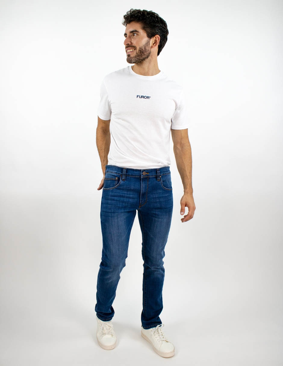Jeans slim deslavado para hombre