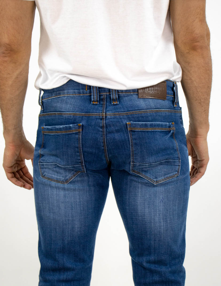 Jeans slim deslavado para hombre